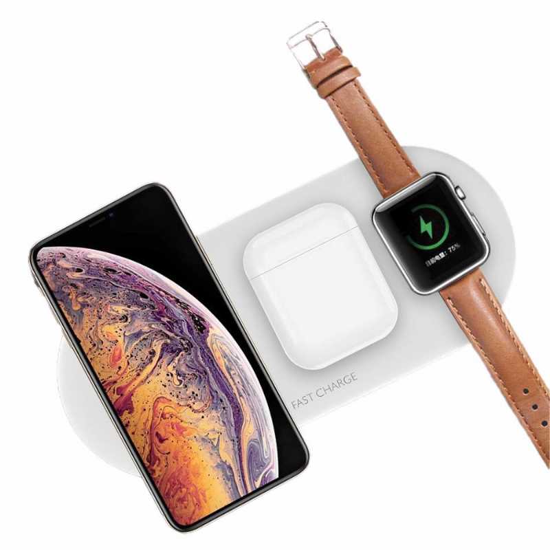 Cargador inalámbrico Qi  ultra delgado Gadgets & Fun compatible con IPhone y Android , AirPods y Iwatch  cargador inteligente inalámbrico 3 en1