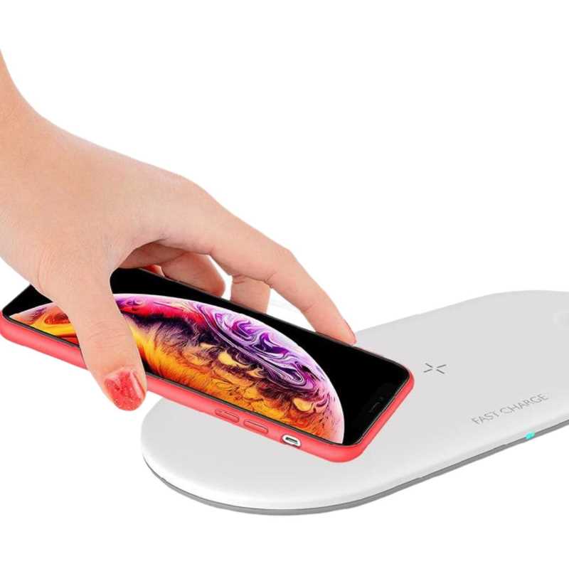 Cargador inalámbrico Qi  ultra delgado Gadgets & Fun compatible con IPhone y Android , AirPods y Iwatch  cargador inteligente inalámbrico 3 en1