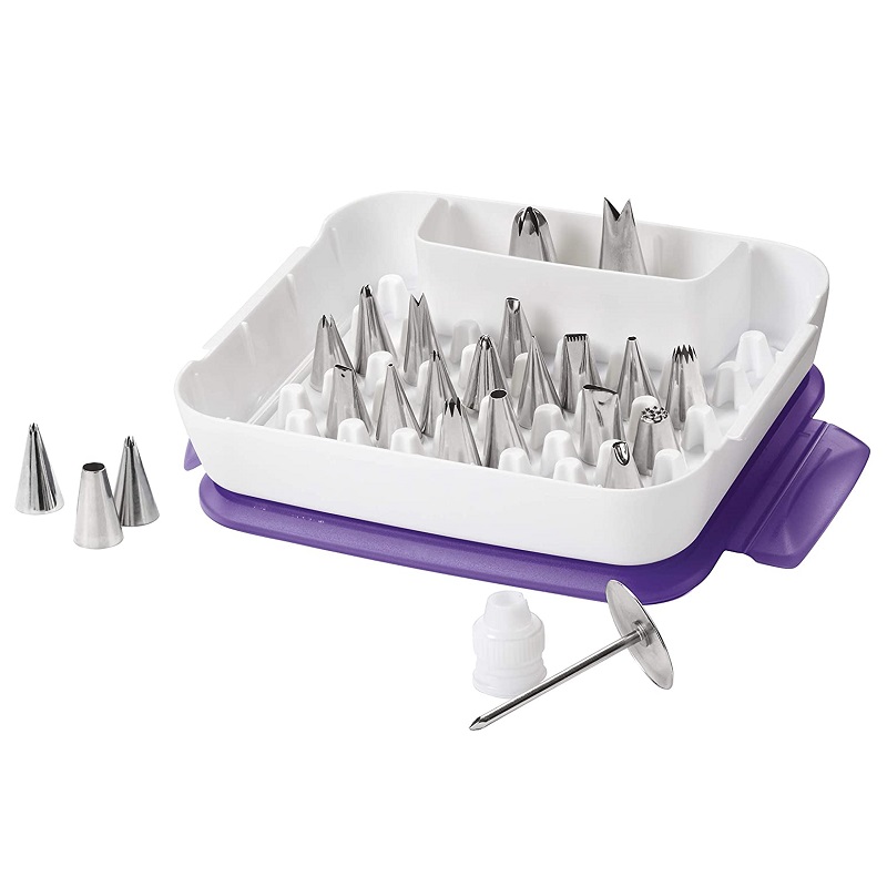 Estuche De Plástico Con 22 Duyas Wilton + cople + clavo, para decorar Pastel O Galleta