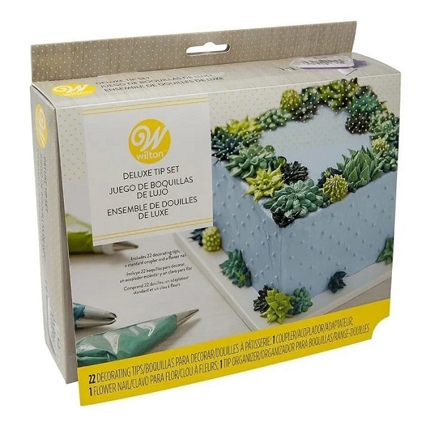 Estuche De Plástico Con 22 Duyas Wilton + cople + clavo, para decorar Pastel O Galleta