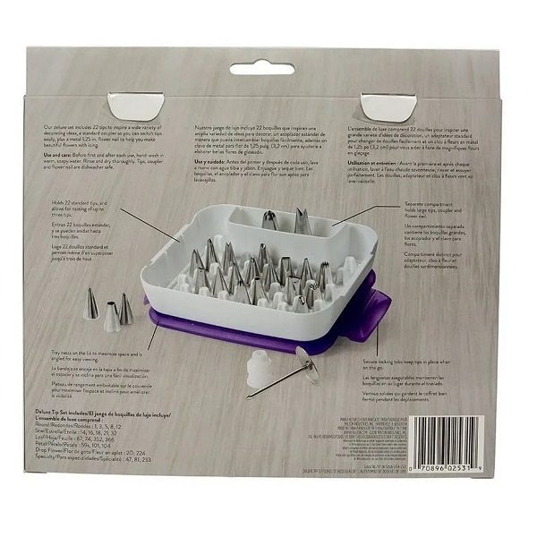 Estuche De Plástico Con 22 Duyas Wilton + cople + clavo, para decorar Pastel O Galleta