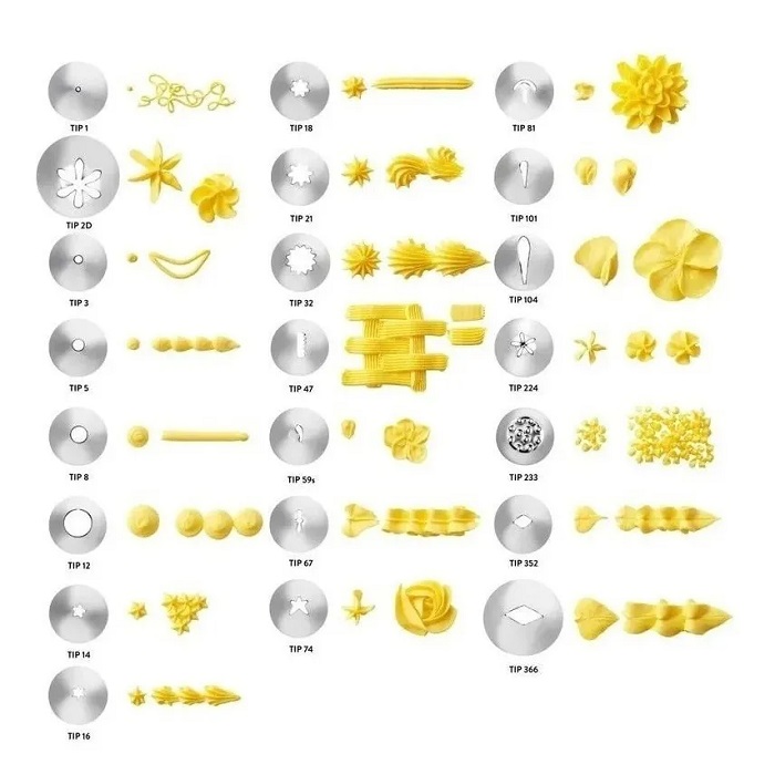 Estuche De Plástico Con 22 Duyas Wilton + cople + clavo, para decorar Pastel O Galleta