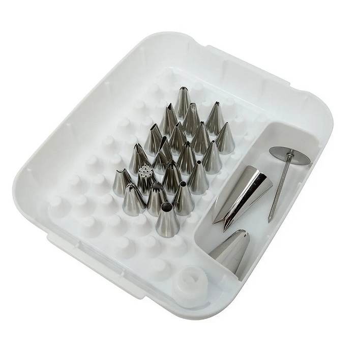 Estuche De Plástico Con 22 Duyas Wilton + cople + clavo, para decorar Pastel O Galleta