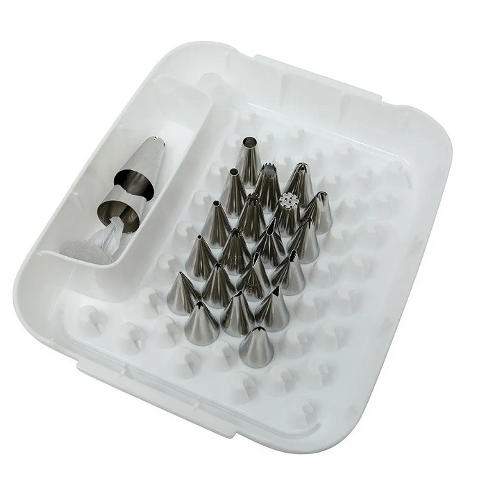 Estuche De Plástico Con 22 Duyas Wilton + cople + clavo, para decorar Pastel O Galleta