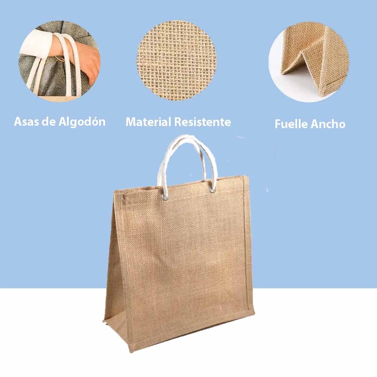 Bolsa Ecologica de Yute y Asa de Algodón 5 Piezas