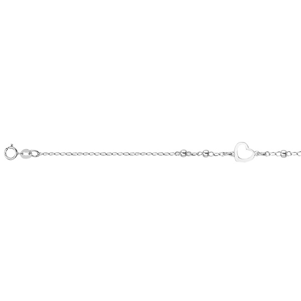 Pulsera con Figura de Corazón en el Centro de 18cm en Plata .925