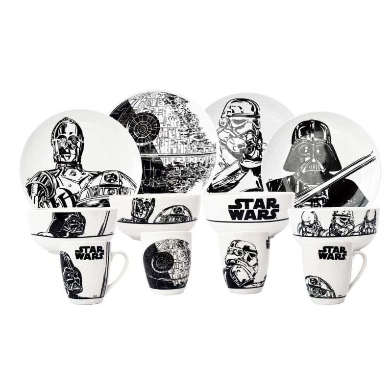 Vajilla Star Wars 12 Piezas Porcelana Colección Darth Vader R2D2