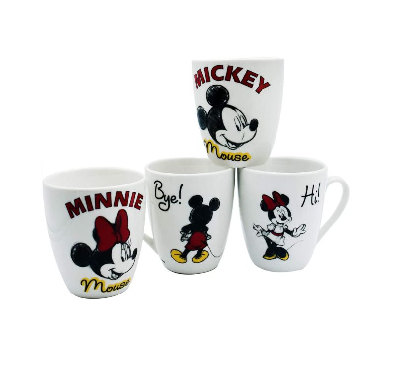  Vajilla Disney Mickey y Minnie Mouse de Porcelana 12 Piezas