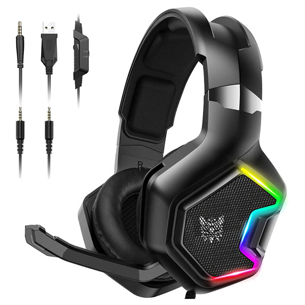 Audifonos Onikuma K10 Pro Xbox Ps4 Led Rg + Stand Azul