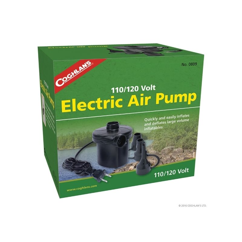 Bomba de aire eléctrica 110/120V con tres adaptadores negro Coghlan's 0809 