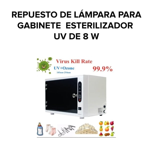 ZJ0 | LÁMPARA DE REPUESTO para gabinete de desinfección esterilizador UV de 8 W. Capacidad 8 Litros
