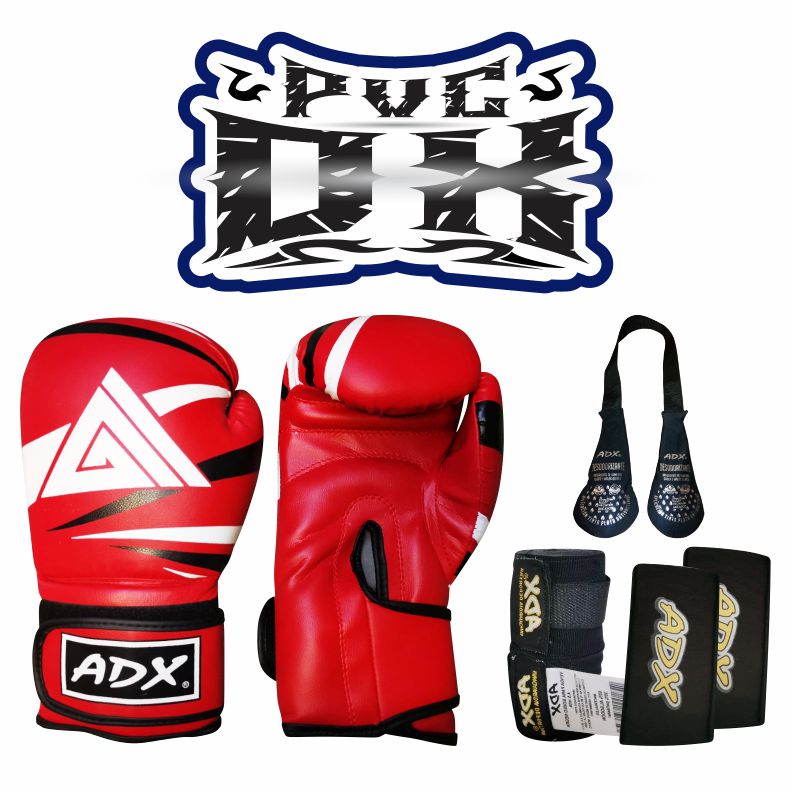 ADX Kit De Boxeo Guante de Box Modelo DX PVC + Nudilleras + Desodorizante + Vendas