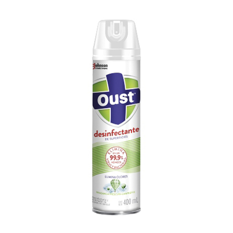 Oust Desinfectante 3 pack 400 ml c/u Multi superficies el 99.9% de hongos, virus y bacterias del aire y superficies.  