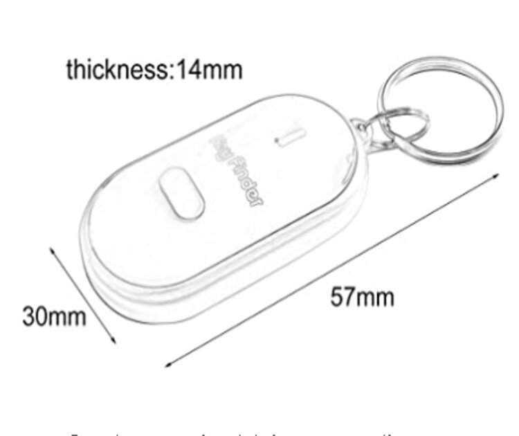Llavero Localizador Negro, Rastreador por Silbido + Luz Led 