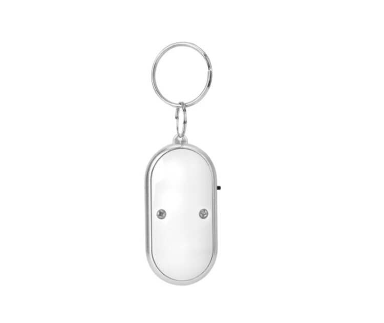 Llavero Localizador Blanco, Rastreador por Silbido + Luz Led 
