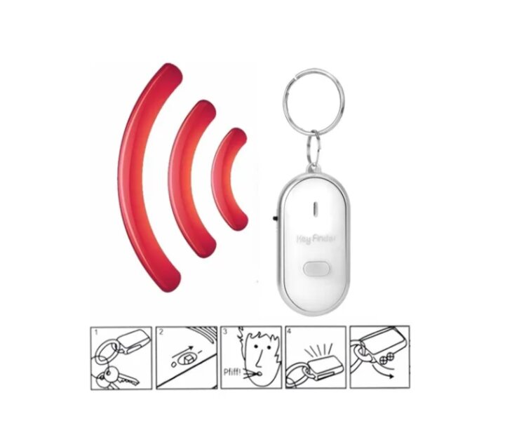 Llavero Localizador Blanco, Rastreador por Silbido + Luz Led 