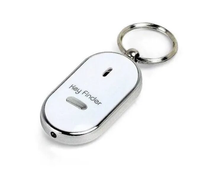 Llavero Localizador Blanco, Rastreador por Silbido + Luz Led 