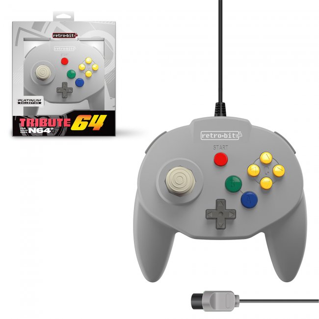 Control Tritube64 para Nintendo 64 N64 Retro-bit Gris
