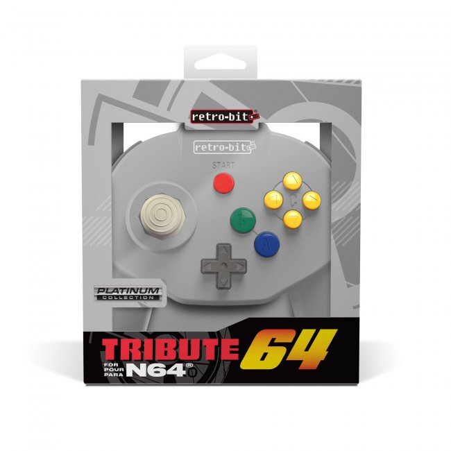 Control Tritube64 para Nintendo 64 N64 Retro-bit Gris
