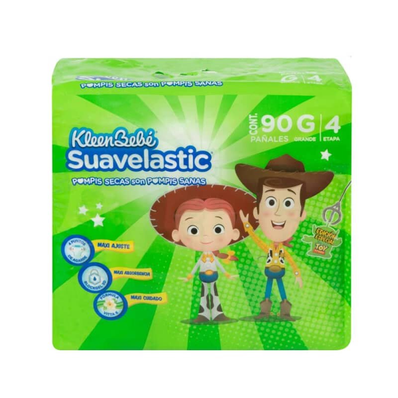Pañales Kleen Bebé Suavelastic Grande 90 pzas