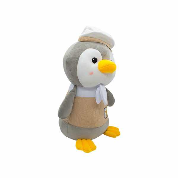 Pingüino De Peluche Kawaii Disfrazado de Marinero Color Café con Gorrito