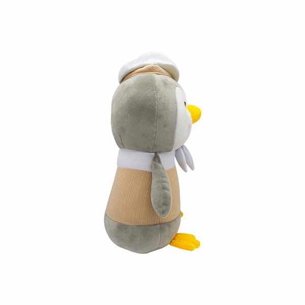 Pingüino De Peluche Kawaii Disfrazado de Marinero Color Café con Gorrito