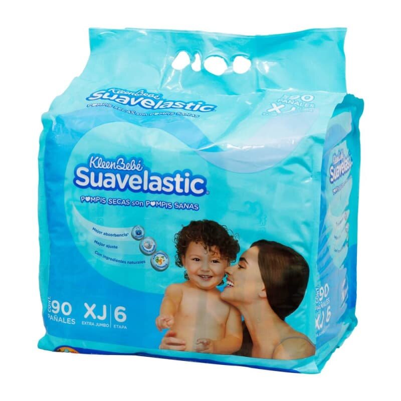 Pañales Kleen Bebé Suavelastic Extra Jumbo Unisex 90 pzas