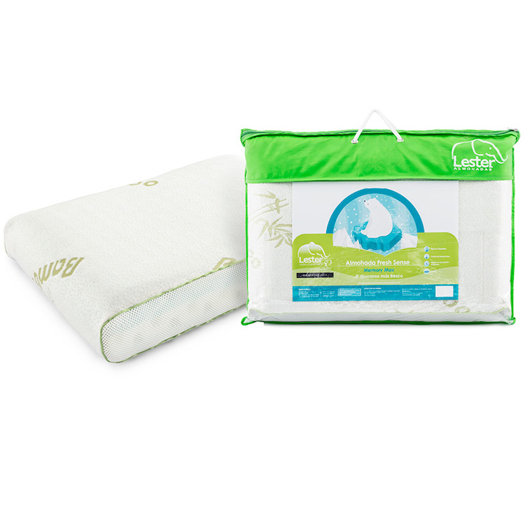Almohadas (2 unidades) Viscoelásticas de Memory Foam con Gel Infusionado Tamaño Estándar 55*45*8cm - Con Funda de Bambú Transpirable, Antibacteriana y Lavable - Lester Fresh Gel - Máxima Frescura 