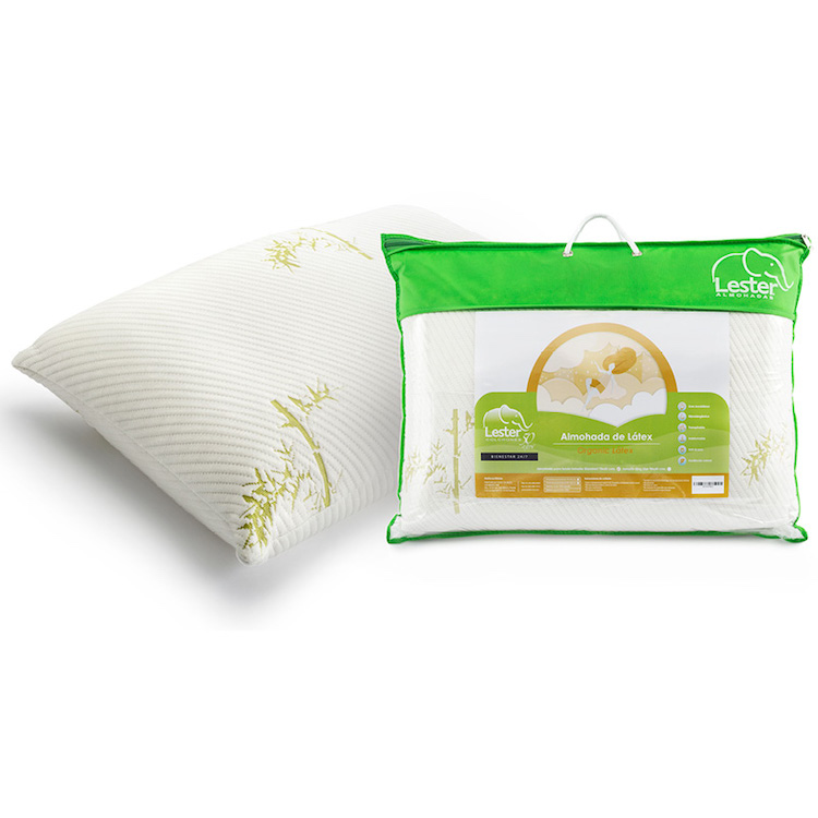 Almohadas Estándar (2 unidades) de Látex Natural con Funda de Bambú Lavable - 100% Antiácaros & Antibacterias - Firmeza Media/Firme - Ideal para dormir de lado - 70*50*12cm Lester Organic Látex 
