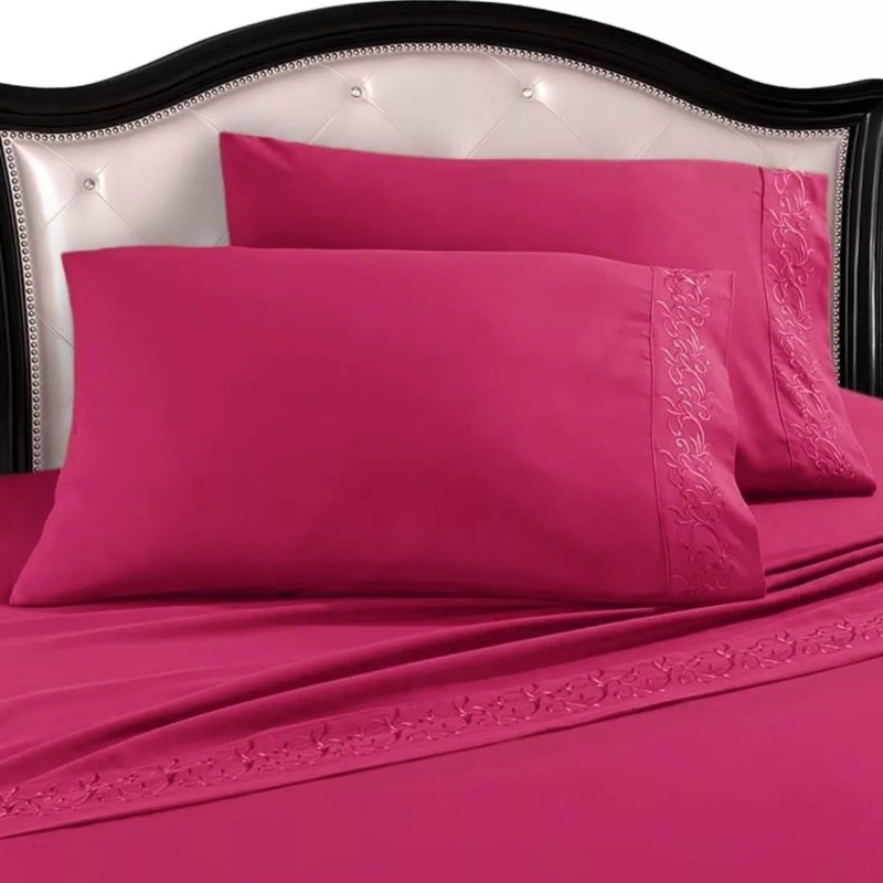 Juego de Sabanas 2500 Hilos, Bordada Matrimonial Fiusha