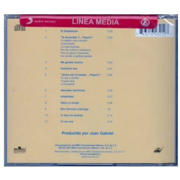 CD Juan Gabriel ~ Con Banda el Recodo de Don Cruz Lizárraga