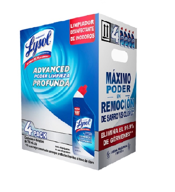 Lysol - Limpiador Lysol Advanced de Inodoro 4 Pack de 750 ml c/u