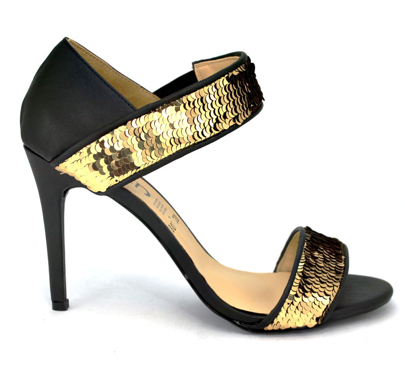 Zapatilla Tacon Delgado Lentejuela Reversible Bicolor