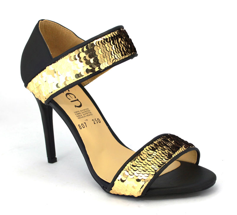 Zapatilla Tacon Delgado Lentejuela Reversible Bicolor