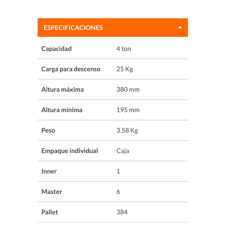 GATO HIDRAULICO TIPO BOTELLA HASTA 4 TONELADAS AUTO CARRO 