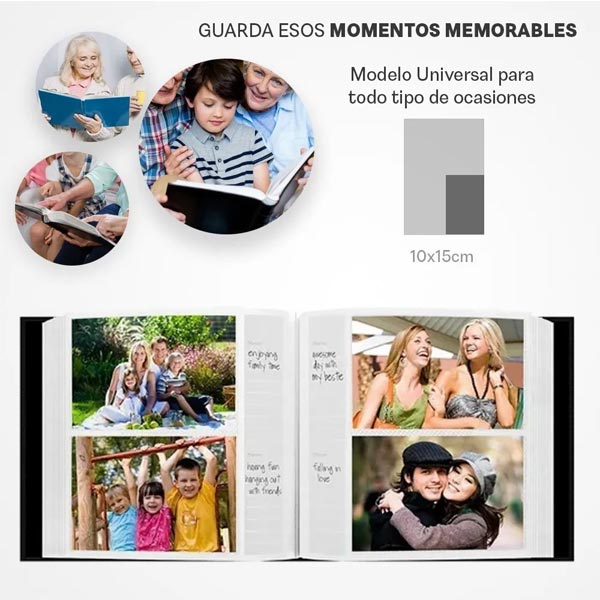 Álbum Fotográfico De Recuerdos Negro 200 Fotos Con Foto De Portada 