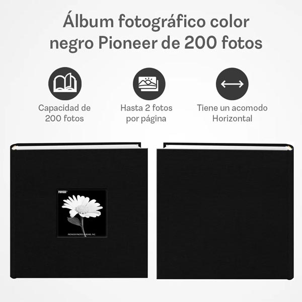 Álbum Fotográfico De Recuerdos Negro 200 Fotos Con Foto De Portada 