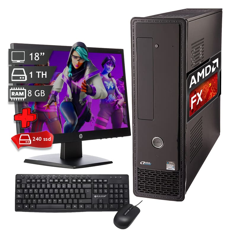 Pc Gamer Amd Radeon R7 Fx 90p 8gb 1tb Ssd240gb Monitor 18 Kit