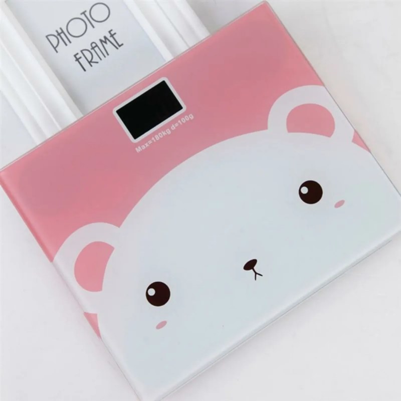 Bascula Digital Para Peso Personal Cristal 180 Kg Oso Rosa