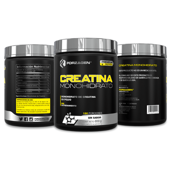 Creatina Monohidrato Forzagen 800g Sin sabor | 160 Servicios
