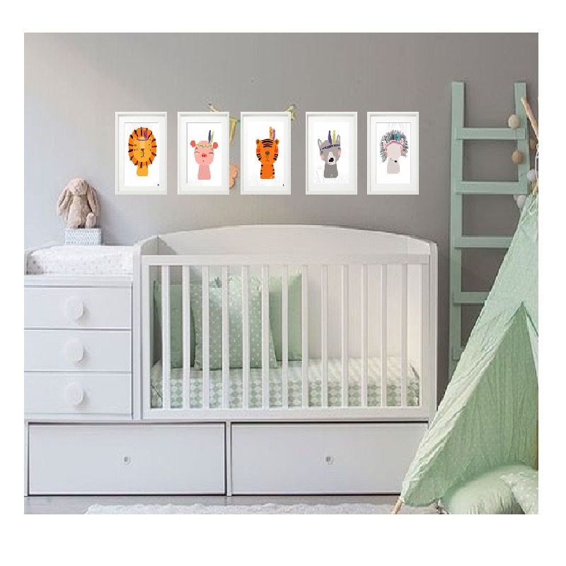 Set de 5 marcos color Blanco con Maria Luisa y cristal PASPARTÚ FRAMES