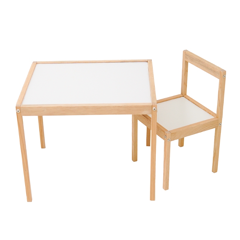 Juego de Mesa y Silla Infantil de Madera de Pino Comedor
