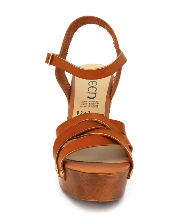 Zapato Tacon Ancho Tiras Suela Imitacion Madera