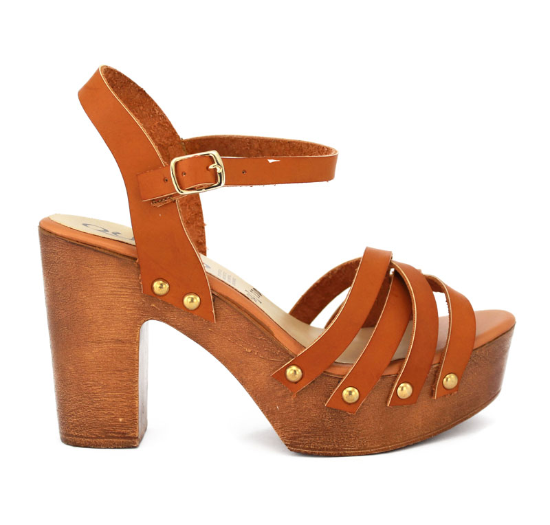 Zapato Tacon Ancho Tiras Suela Imitacion Madera