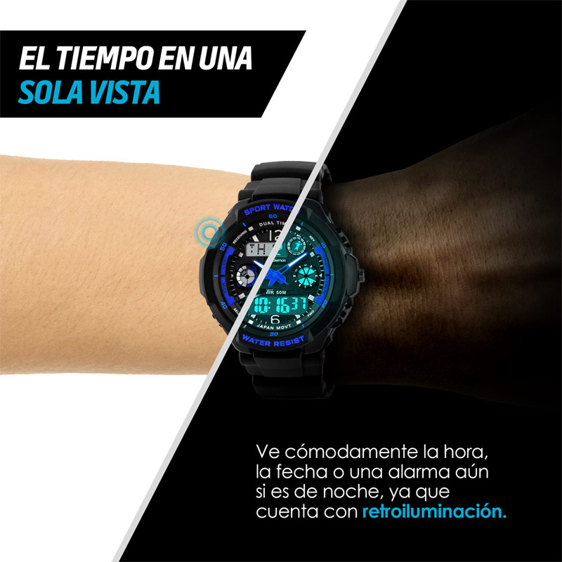 Reloj Digital Análogo Sport para Niño Contra Agua 1060 Redlemon