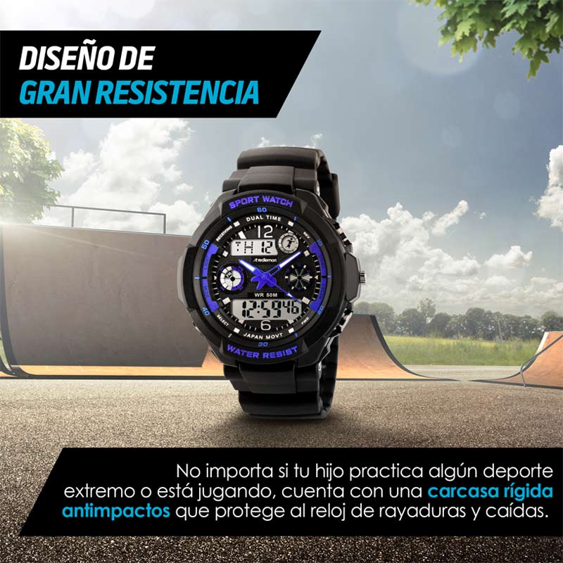 Reloj Digital Análogo Sport para Niño Contra Agua 1060 Redlemon