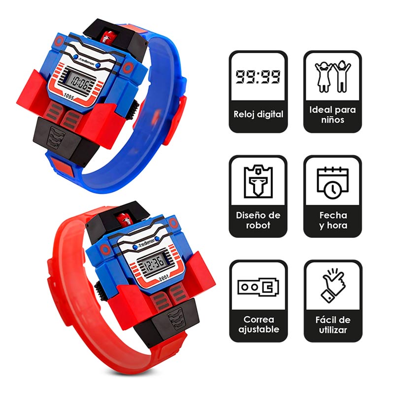 Reloj Digital para Niños Con Robot Infantil 1095 Redlemon
