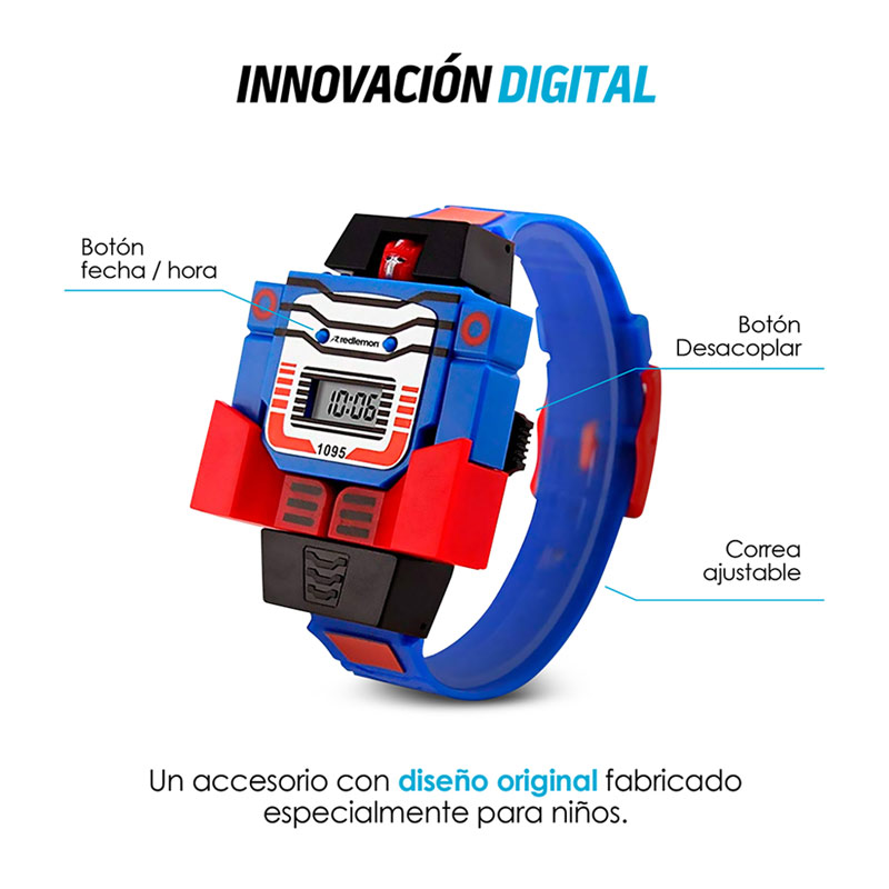 Reloj Digital para Niños Con Robot Infantil 1095 Redlemon