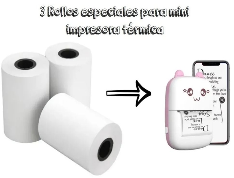 3 Rollos Térmicos Para Mini Impresora Termica 57mm X 7m