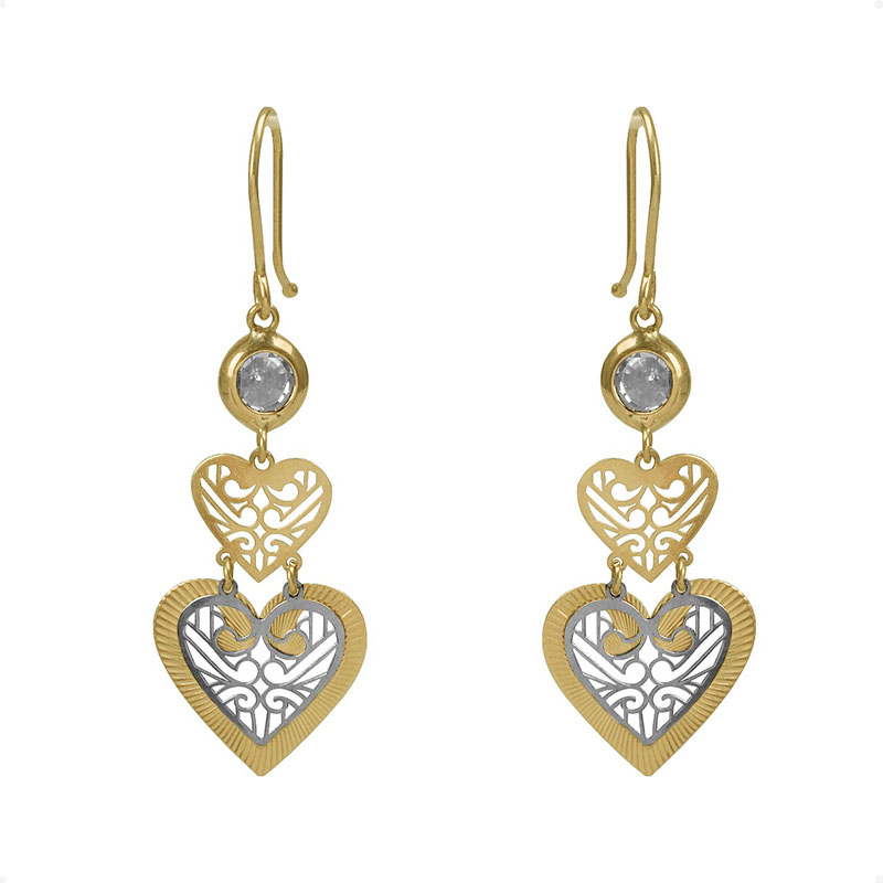 Aretes Corazón  VAROURO Oro Sólido De 10k + Estuche De Regalo